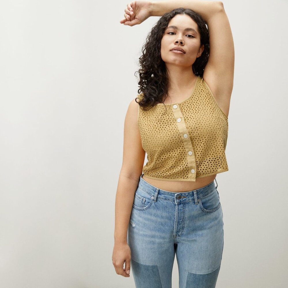 Everlane The Eyelet Tank Orange Base - Size 6